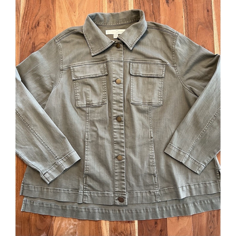 Est. 1946 Denim Olive Green Utility Jacket Womens 18/20W Button Front Shacket